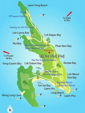 пляжи пхи пхи на карте