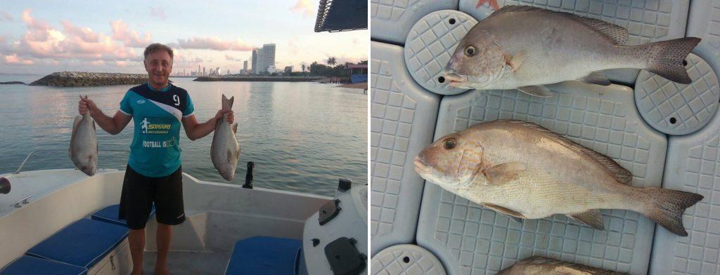 Морской улов туриста-рыбака в морских водах Паттайи