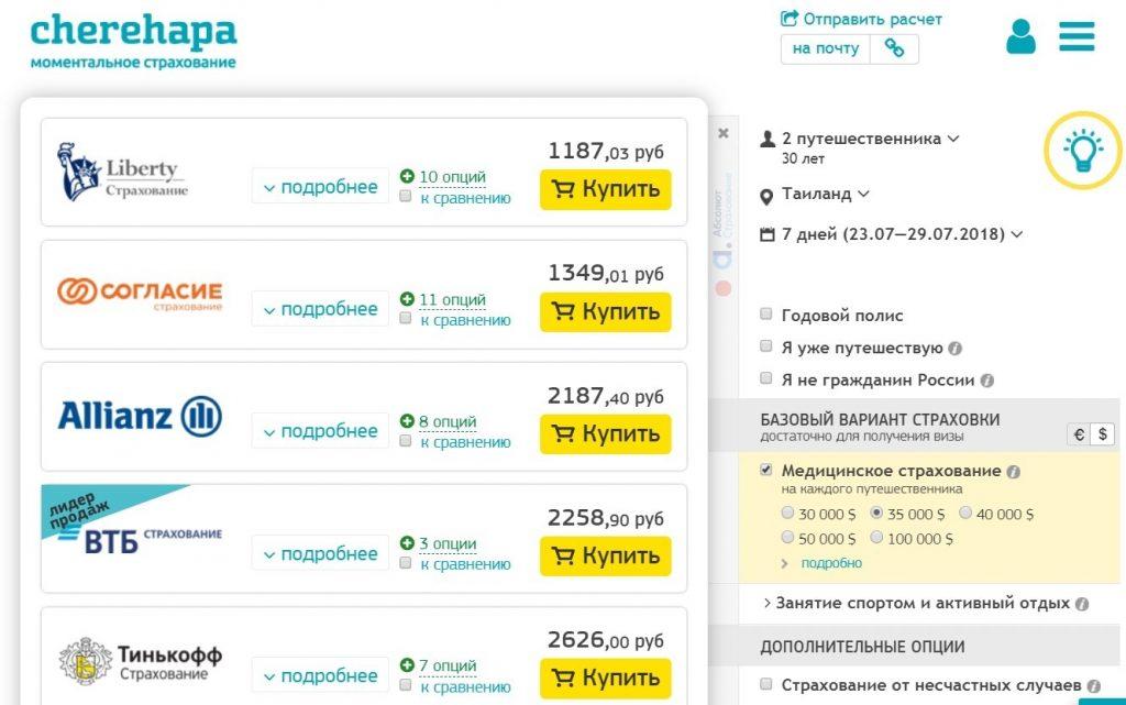 медицинская страховка в Таиланд